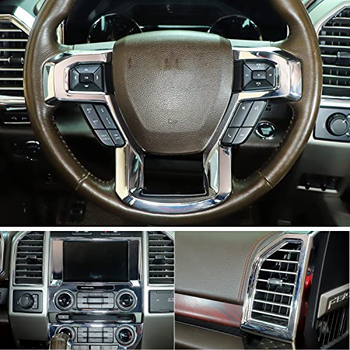 Jimen Compatible with Ford F150 2015-2020, 11PCS Steering Wheel Dashboard Instrument Panel Console Switch Panel Air Conditioning Vent Cover Interior Trim Accessories (Chrome) - Image 4