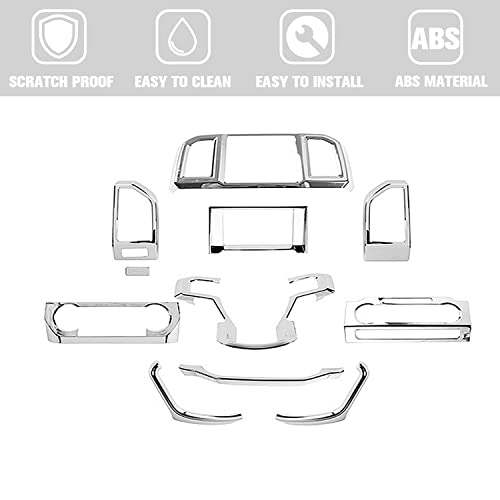 Jimen Compatible with Ford F150 2015-2020, 11PCS Steering Wheel Dashboard Instrument Panel Console Switch Panel Air Conditioning Vent Cover Interior Trim Accessories (Chrome) - Image 3