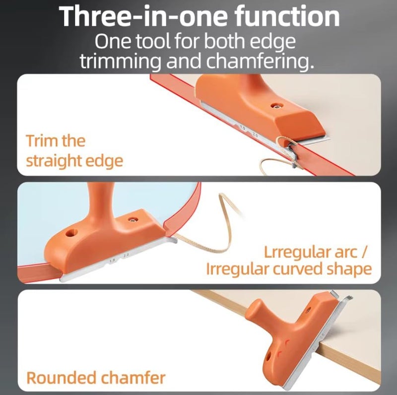 XOYO Pro Edge Banding Trimmer Planner 3in1| Hand Planner Model Woodworking Edge Strip Cutter for Professional works | Stainless Steel Scraper | Double Radian Chamfer - Image 2