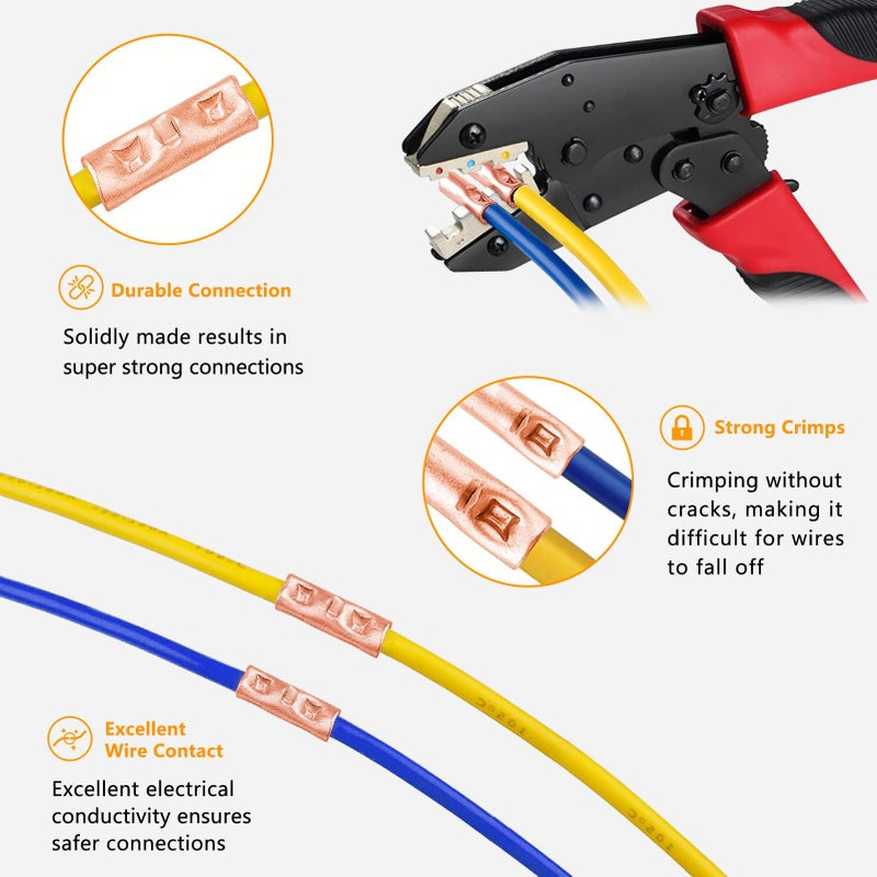 SVAAR Butt Connectors Kit 132PCS 4/6/8/12-10 Gauge Crimp Butt Splice Wire Connectors Non Insulated Butt Splice Connectors Bare Pure Copper 66 PCS Uninsulated Butt Terminals & 66 PCS 3:1 Heat Shrink - Image 3