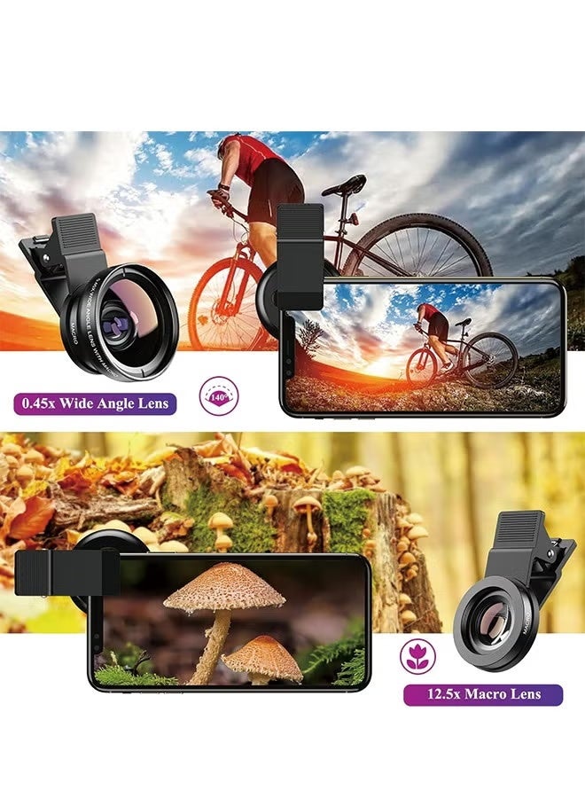 آبيكسل عدسة كاميرا الهاتف Apexel، مجموعة عدسات 2 في 1 للهاتف الخلوي، عدسة بزاوية واسعة 0.45X 140°+ 12.5X عدسة ماكرو مثبتة على iPhone لهواتف iPhone وSamsung ومعظم الهواتف الذكية التي تعمل بنظام Android - Image 4