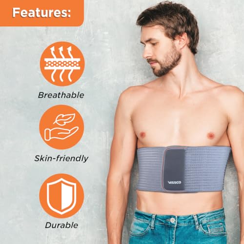 Vissco Rib Belt with Moderate Support | Chest Support for Injured Ribs | Rib Fracture|Chest Pain & for Normal Respiration - Small (Grey), 0801S - Image 3