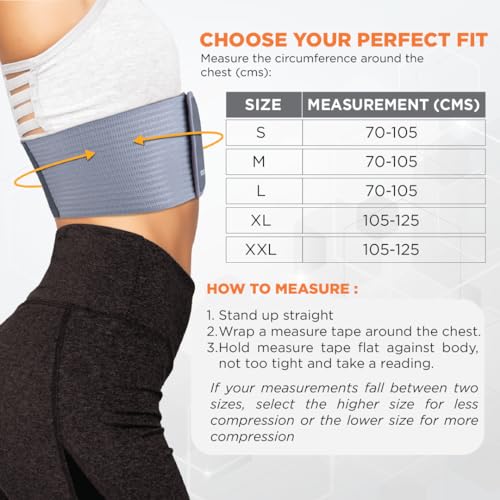 Vissco Rib Belt with Moderate Support | Chest Support for Injured Ribs | Rib Fracture|Chest Pain & for Normal Respiration - Small (Grey), 0801S - Image 5