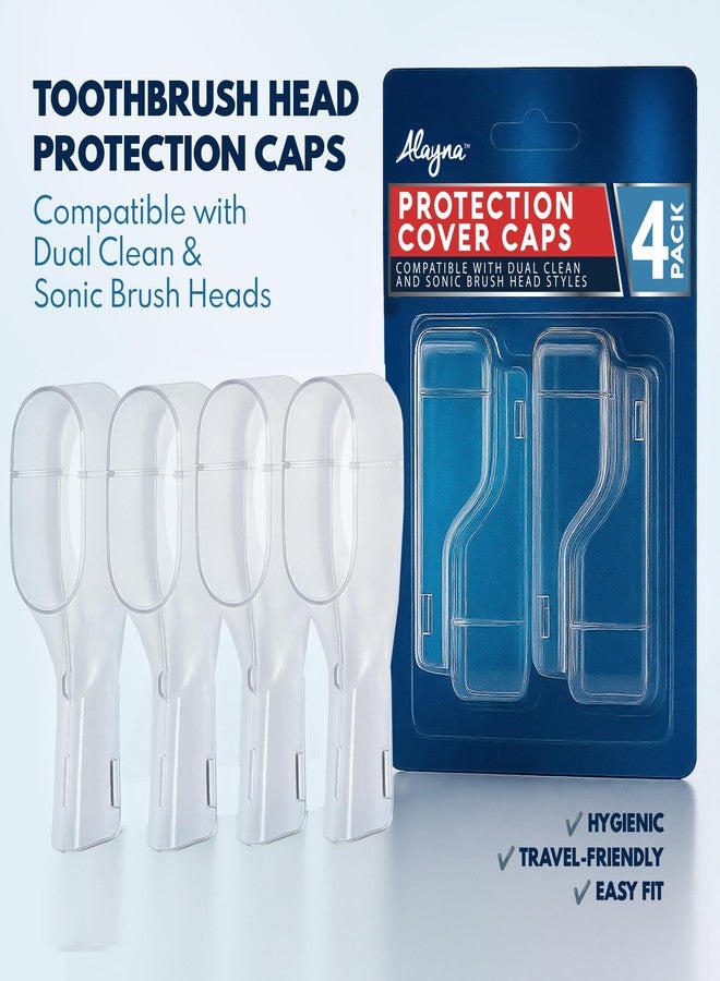 Alayna Toothbrush Head Cover Caps Compatible with Oral-B Dual Clean and Sonic Brush Heads, 4-Pack Travel Hygiene Shields - Image 2