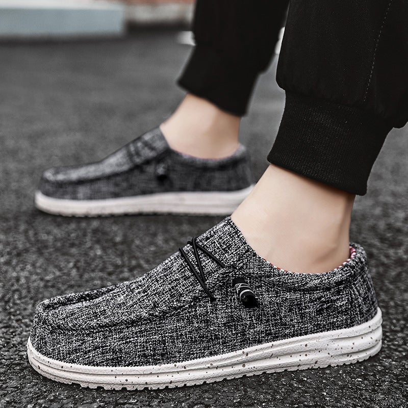 Generic Cross-border plus size New Four Seasons mens slip-on casual shoes loafers sailing cloth shoes comfortable outdoor fashionable mens shoes Black