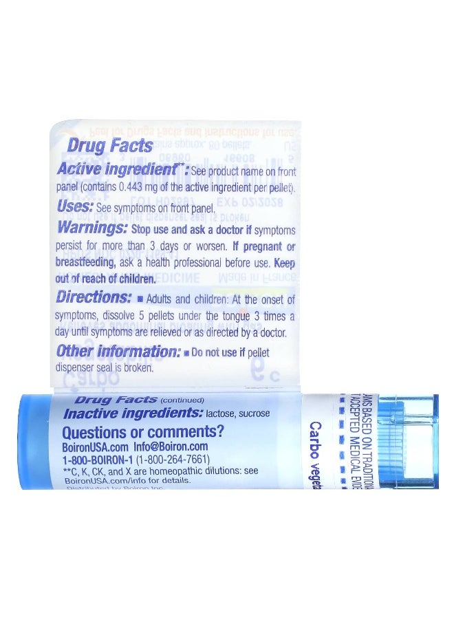 Boiron Boiron, Carbo Vegetabilis, 6C, Bloat & Gas Relief, Approx 80 Pellets  - Image 2