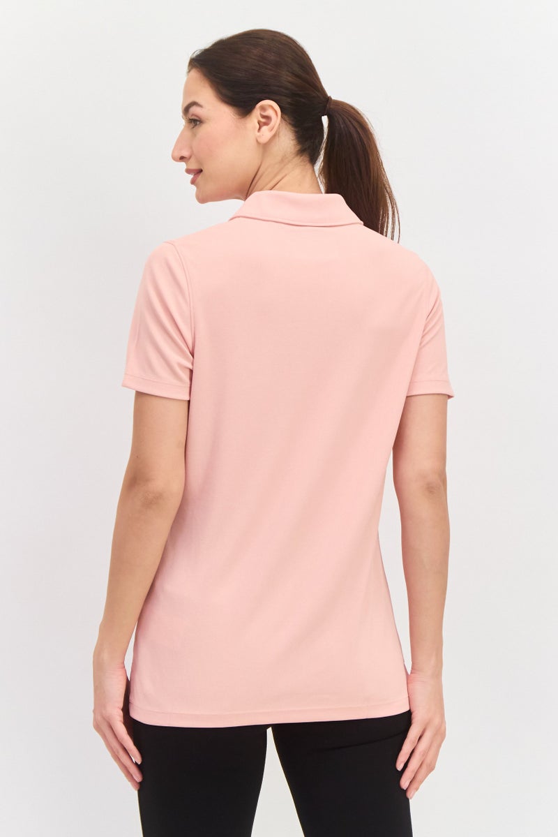 Lyle & Scott Women Regular Fit Brand Logo Short Sleeves Polo, Pink - Image 3