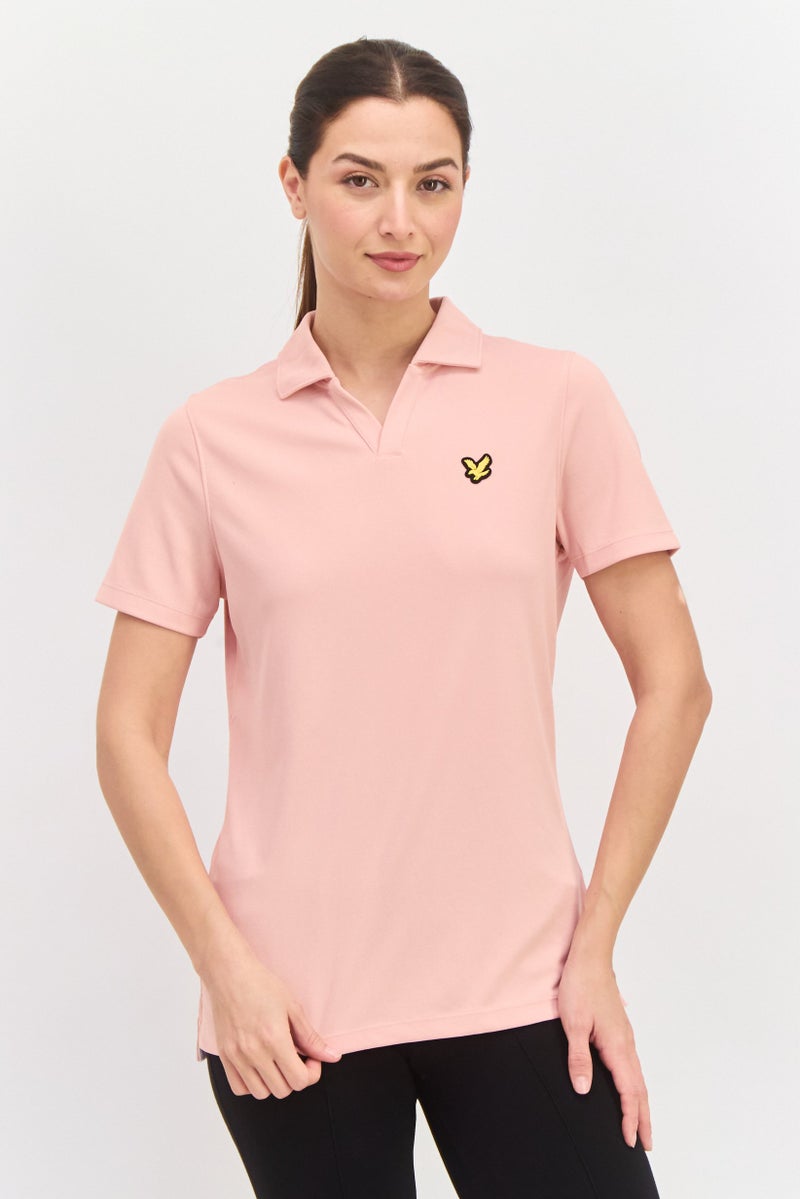 Lyle & Scott Women Regular Fit Brand Logo Short Sleeves Polo, Pink - Image 1