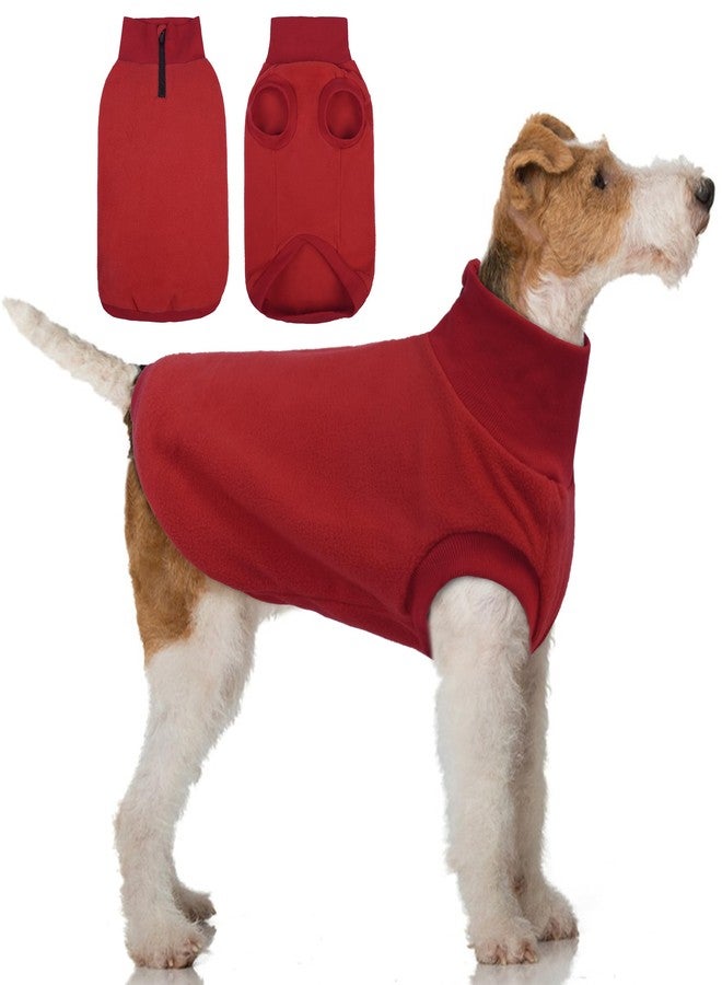 بوماي بوريتي سترة مطاطية للكلاب من بوميبوريتي، سترة بغطاء رأس من الصوف، سترة ناعمة بسحاب عند الرقبة، سترة بدون أكمام للارتداء اليومي للحيوانات الأليفة، مقاس صغير، أحمر - Image 1