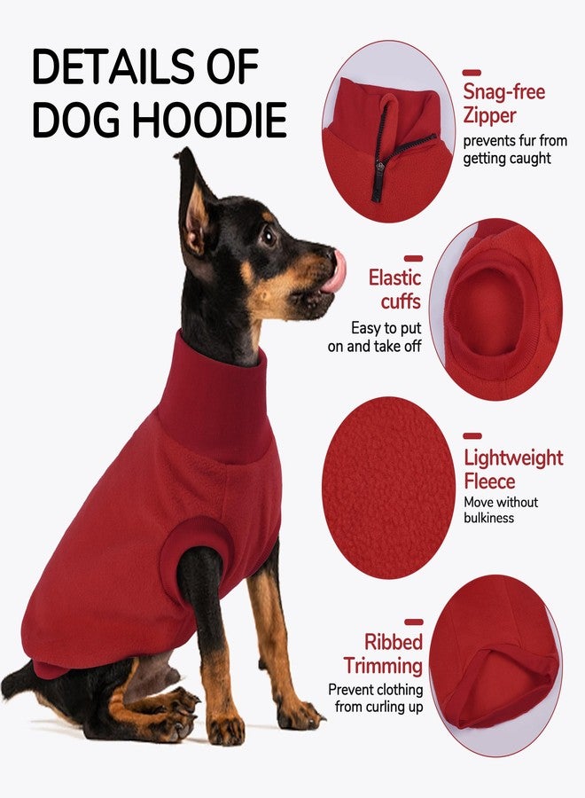 بوماي بوريتي سترة مطاطية للكلاب من بوميبوريتي، سترة بغطاء رأس من الصوف، سترة ناعمة بسحاب عند الرقبة، سترة بدون أكمام للارتداء اليومي للحيوانات الأليفة، مقاس صغير، أحمر - Image 2