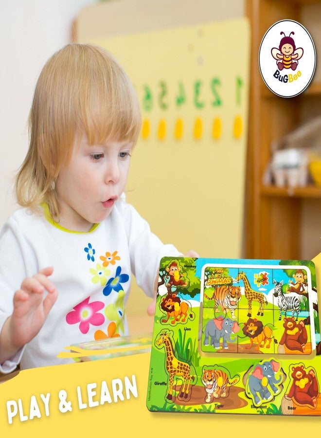 ألعاب أحجية خشبية من BuGBee للأطفال، أحجية الغابة والمحيط، مناسبة للأولاد والبنات من عمر سنتين إلى ست سنوات، لعبة تعليمية لمرحلة ما قبل المدرسة، لعبة أحجية حيوانات تعليمية وفق منهج مونتيسوري، هدية مثالية للأطفال الصغار - Image 3