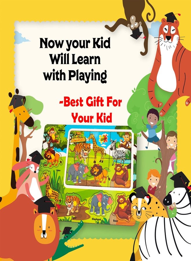 ألعاب أحجية خشبية من BuGBee للأطفال، أحجية الغابة والمحيط، مناسبة للأولاد والبنات من عمر سنتين إلى ست سنوات، لعبة تعليمية لمرحلة ما قبل المدرسة، لعبة أحجية حيوانات تعليمية وفق منهج مونتيسوري، هدية مثالية للأطفال الصغار - Image 2