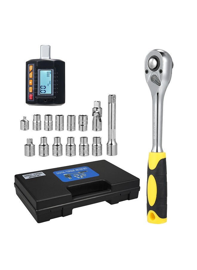 Generic - ENT-30 Digital Torque Meter Set Wrench Torque Tester 1/2'' Drive Torque Gauge with Sound Light Alarm Function High Accuracy 4 Torque Units Backlit Display, with Ratchet Wrench - Image 1