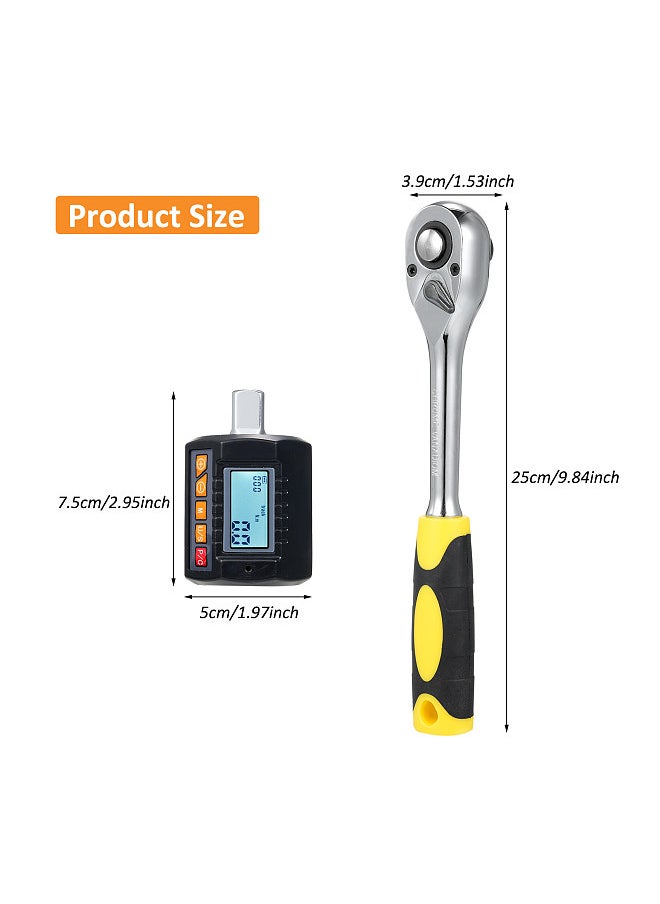 Generic - ENT-30 Digital Torque Meter Set Wrench Torque Tester 1/2'' Drive Torque Gauge with Sound Light Alarm Function High Accuracy 4 Torque Units Backlit Display, with Ratchet Wrench - Image 1