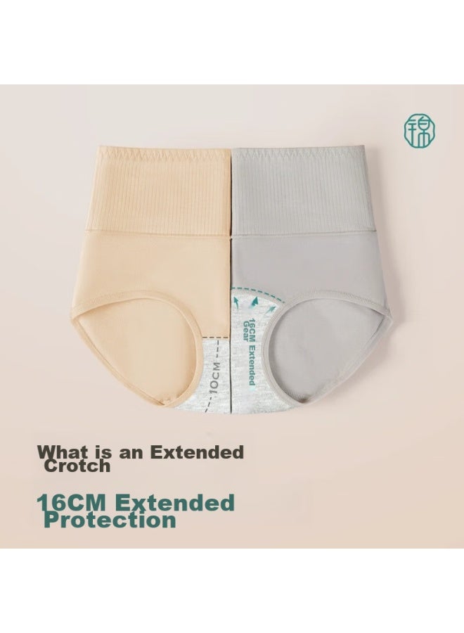 Jindu Extended Pure Cotton Crotch Ribbed High-waist Women's Underwear, Antibacterial Spring And Summer Tummy Control Shorts, Small Belly Triangle Briefs - Image 3