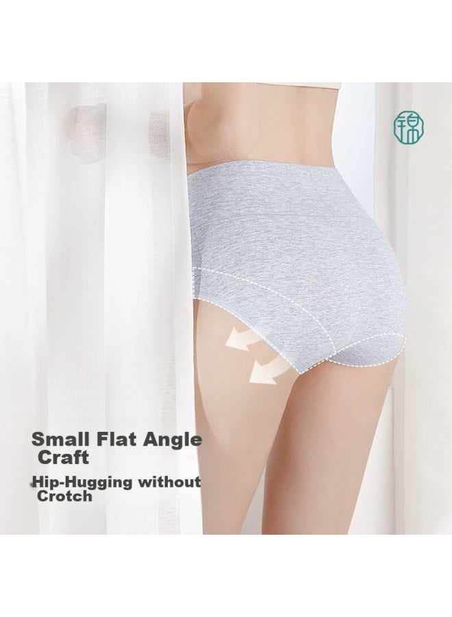 Jindu Extended Pure Cotton Crotch Ribbed High-waist Women's Underwear, Antibacterial Spring And Summer Tummy Control Shorts, Small Belly Triangle Briefs - Image 4