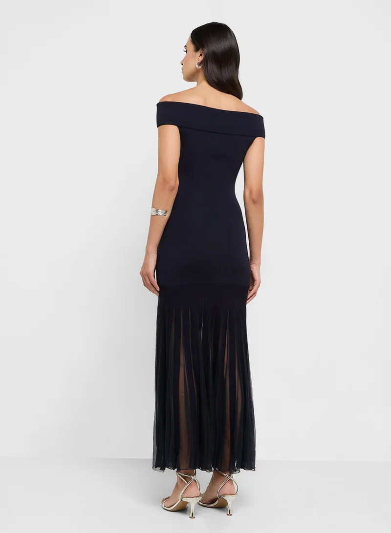 تيد بيكر Dropped Waist Off Shoulder Knit Dress