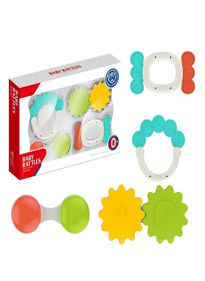 HUANGER 4 Pcs Baby Hand  Silicon Rattles Set - High Quality Baby Sleep Rattle Baby Toys 0-24 Months  - Image 1