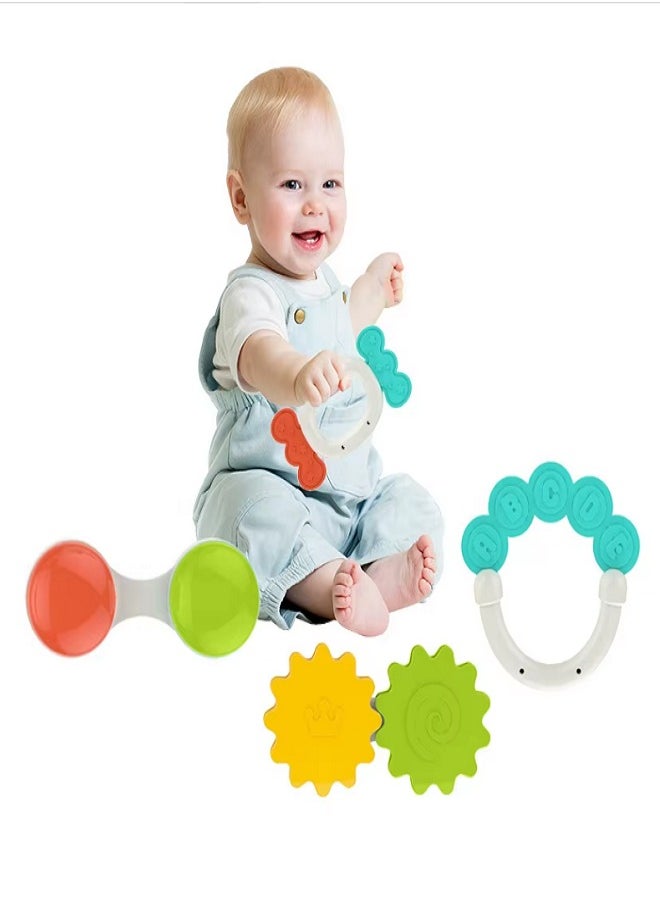 HUANGER 4 Pcs Baby Hand  Silicon Rattles Set - High Quality Baby Sleep Rattle Baby Toys 0-24 Months  - Image 5