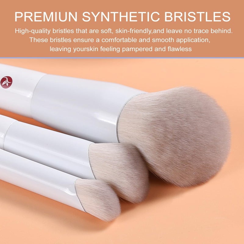 KINGMAS Angled Foundation Brush Concealer Brush, Premium Kabuki Makeup Brush for Liquid, Blending, Cream, Powder, Blush Buffing Stippling Face Makeup Tools White (White, A. 3Pcs (170W/270W/370W)) - Image 2
