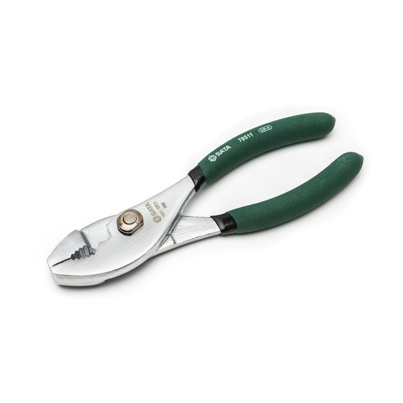 SATA 6Inch SlipJoint Pliers Chrome Vanadium Steel Body with Green Handles and Rivet Joint Assembly ST70511ST