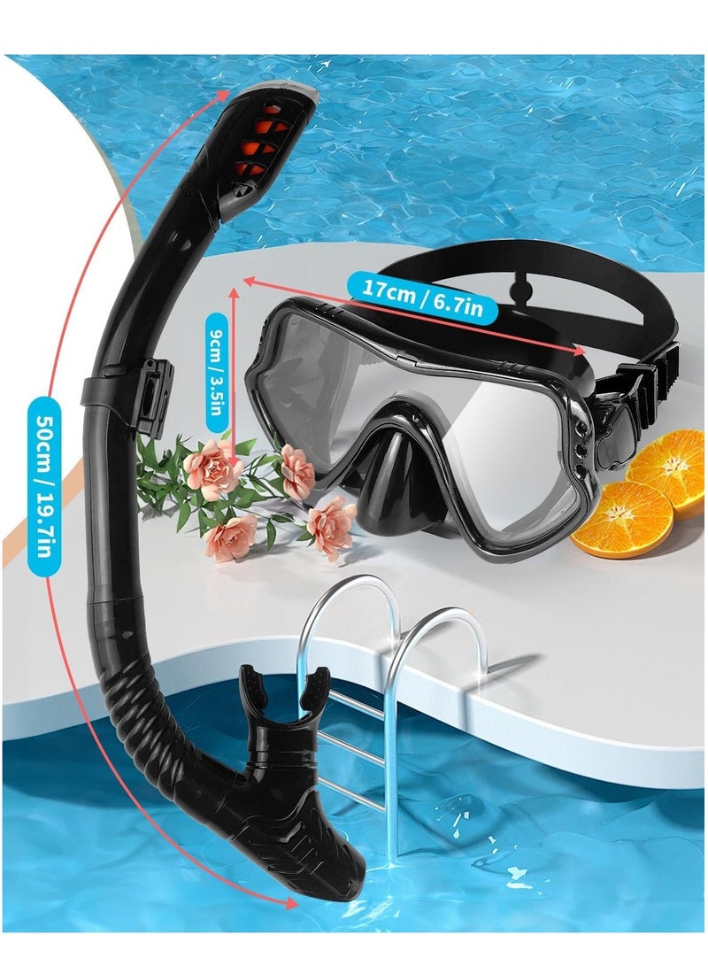 ساكن مجموعة قناع الغوص الجاف للغطس للبالغين والشباب، قناع غطس مضاد للضباب ومضاد للتسرب، قناع غوص بانورامي فائق الوضوح بزاوية 180 درجة، ناعم ومريح - Image 2