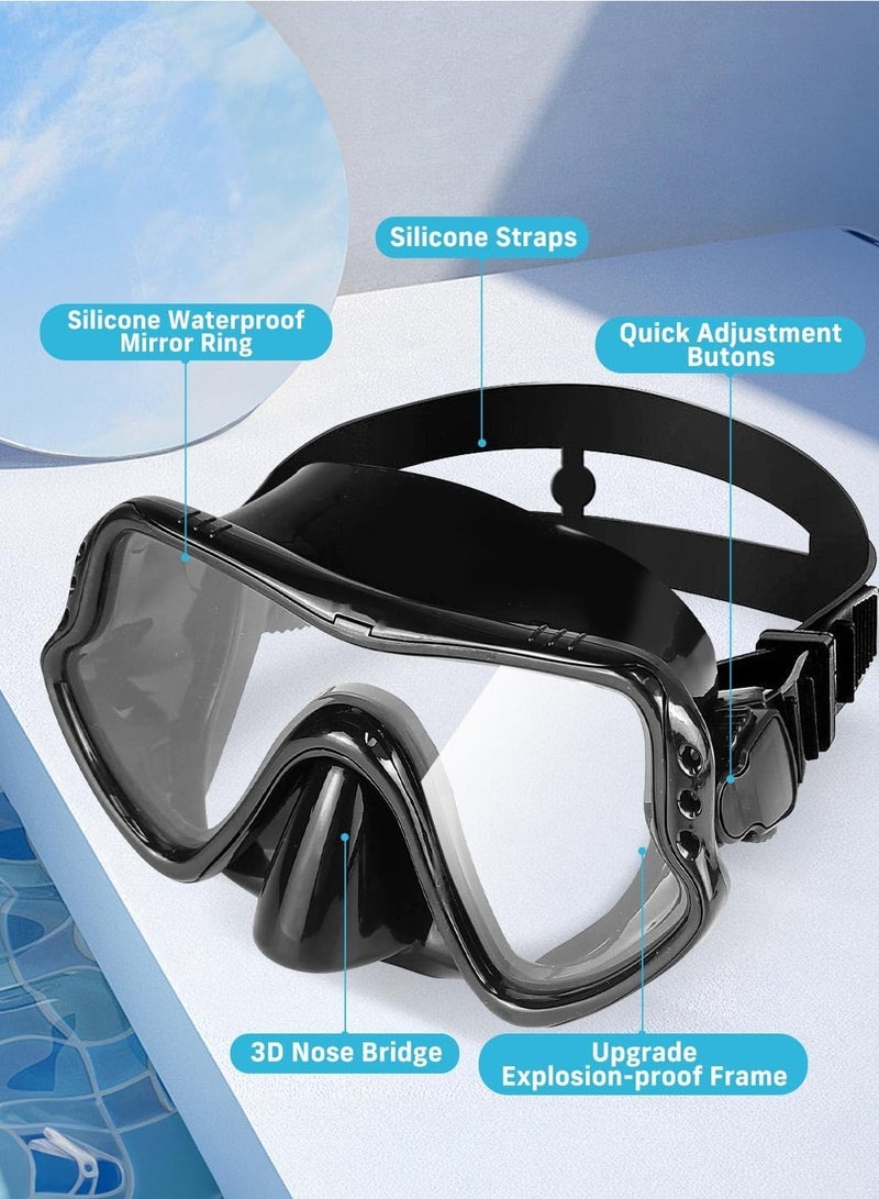 ساكن مجموعة قناع الغوص الجاف للغطس للبالغين والشباب، قناع غطس مضاد للضباب ومضاد للتسرب، قناع غوص بانورامي فائق الوضوح بزاوية 180 درجة، ناعم ومريح - Image 3