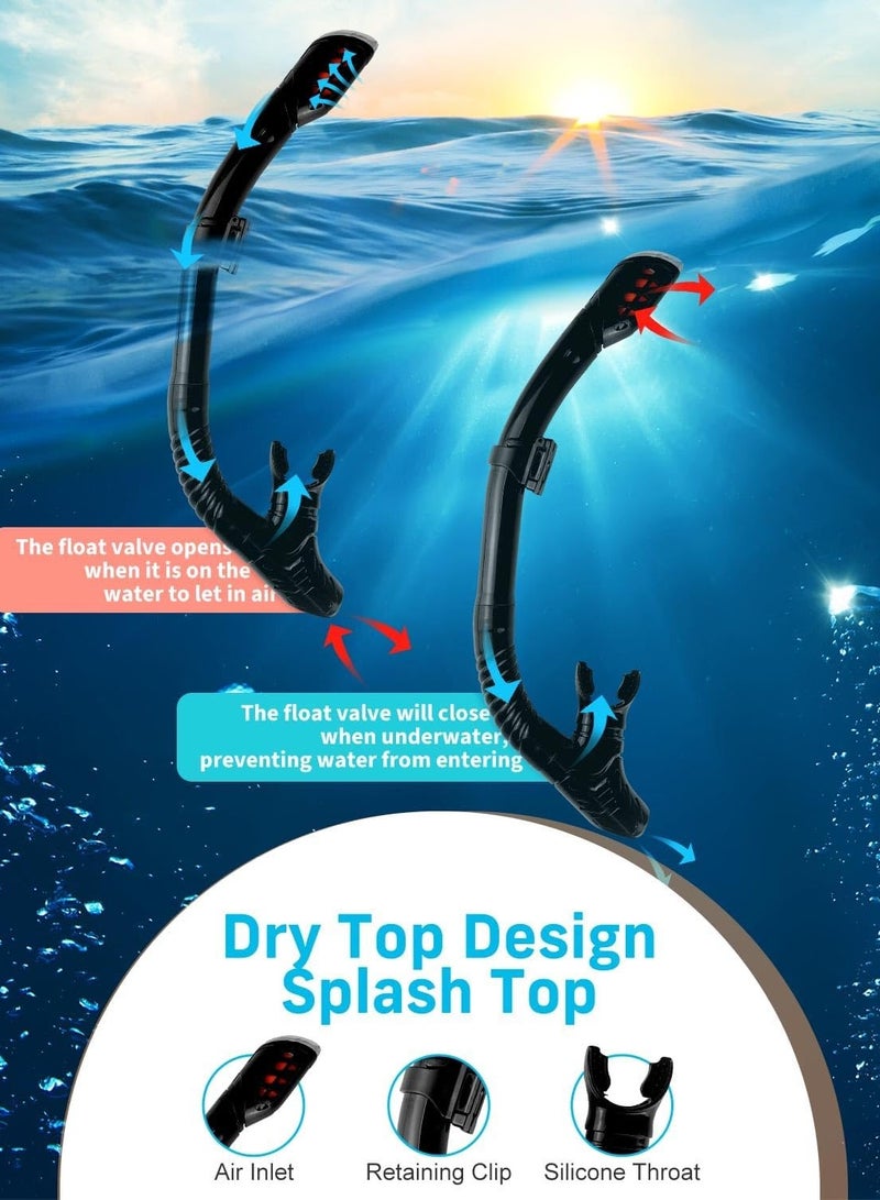ساكن مجموعة قناع الغوص الجاف للغطس للبالغين والشباب، قناع غطس مضاد للضباب ومضاد للتسرب، قناع غوص بانورامي فائق الوضوح بزاوية 180 درجة، ناعم ومريح - Image 4