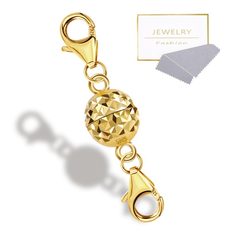14K Gold Magnetic Necklace Clasps and Closures 925 Sterling Silver Magnetic Jewelry Clasps for Necklaces Bracelet Extender Double Lobster Clasp