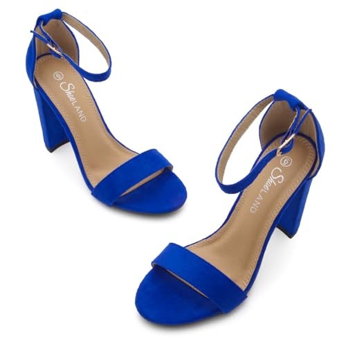 Herstyle Women’s Chunky Block Heels – Open Toe Ankle Strap Sandals, 3.75 Inch High Heels for Wedding, Party & Dressy Occasions – Comfortable Strappy Dress Shoes, Royalblue, Size 8.0, Rosemmina - Image 2