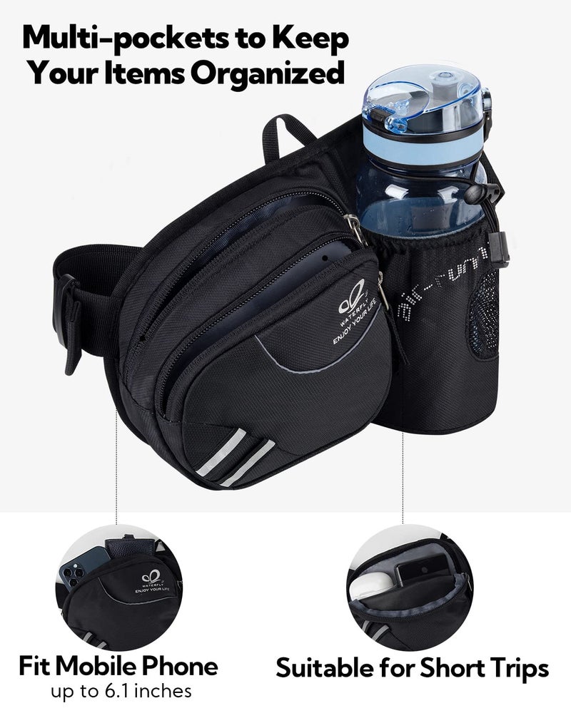 WATERFLY Fanny Pack Waist Bag: Waist Pack for Women Men with Water Bottle Holder Hiking Fanny Pack for Running Walking DogWalking Travel Cycling - Image 5