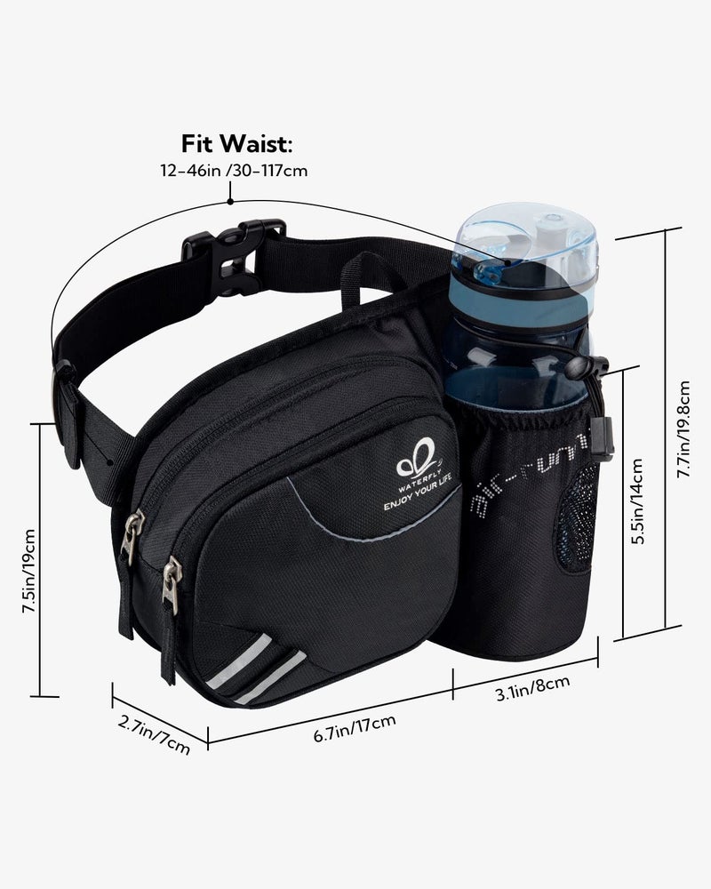 WATERFLY Fanny Pack Waist Bag: Waist Pack for Women Men with Water Bottle Holder Hiking Fanny Pack for Running Walking DogWalking Travel Cycling - Image 3