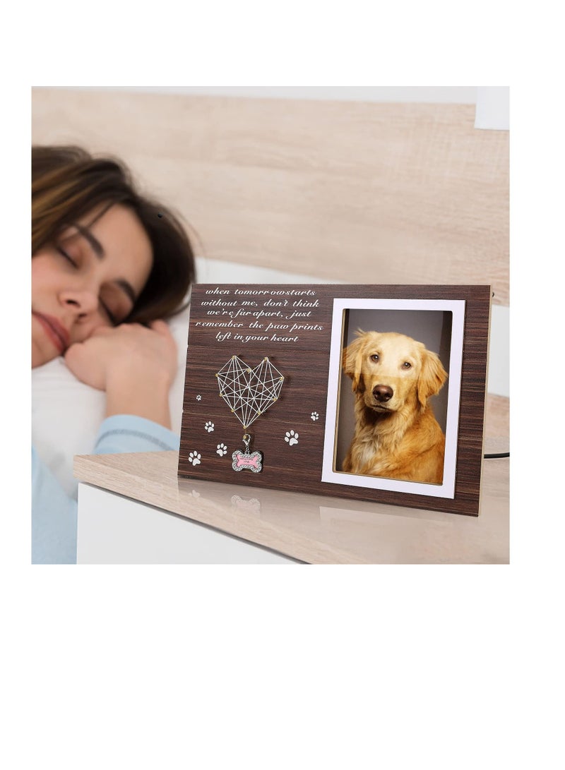 Excefore Pet Memorial Picture Frame, Dog Memorial Gifts,105cm Rope Pet Photo Wood Frame, Loss of Dog Remembrance Gifts for Pet Lovers - Image 4