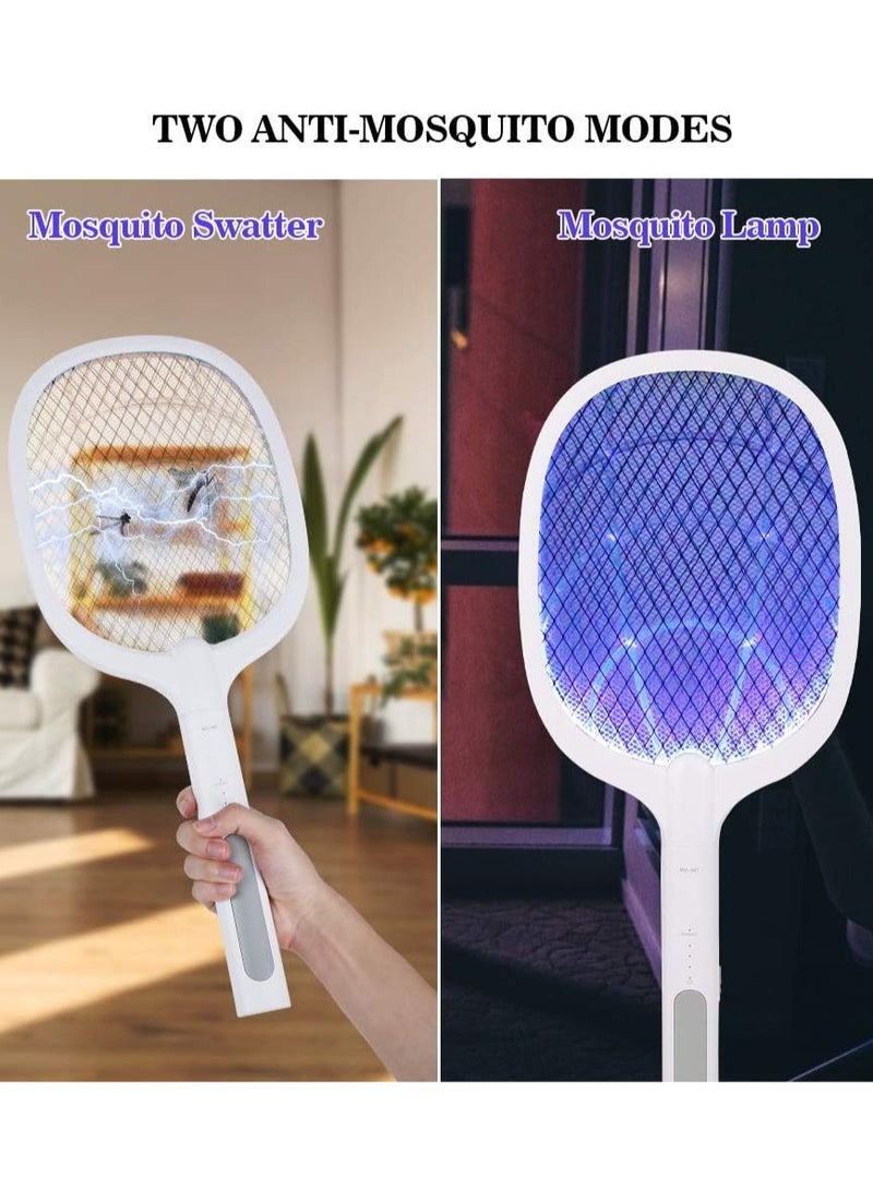 Handheld Electric Fly Swatter, Powerful 2500 Volt Mosquito Killer Mosquitoes Lamp  Racket 2 in 1, USB Rechargeable Electric Bug Zapper with Grid 3-Layer Mesh for Home and Outdoor - Image 5