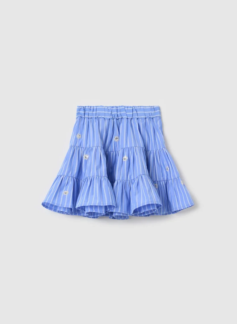 او في اس Tiered Skirt With Stripe Pattern And Sequins
