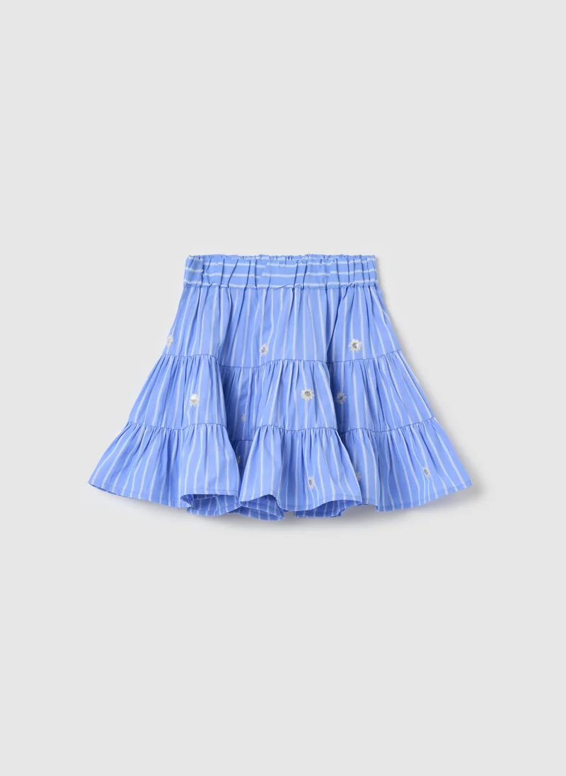 او في اس Tiered Skirt With Stripe Pattern And Sequins