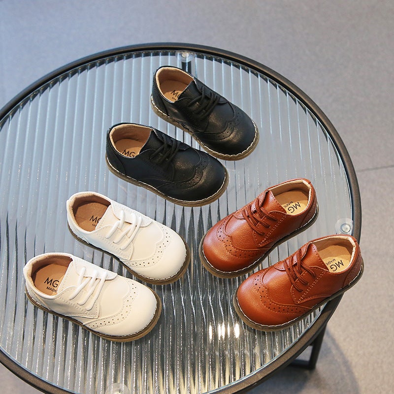 2025 Spring and Autumn New Boys and Girls Shoes Korean Style Children's Casual Shoes Beanie Shoes Student Sports Shoes Plaid Leather Shoes - Image 2