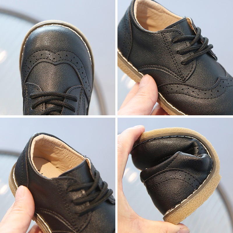 2025 Spring and Autumn New Boys and Girls Shoes Korean Style Children's Casual Shoes Beanie Shoes Student Sports Shoes Plaid Leather Shoes - Image 5