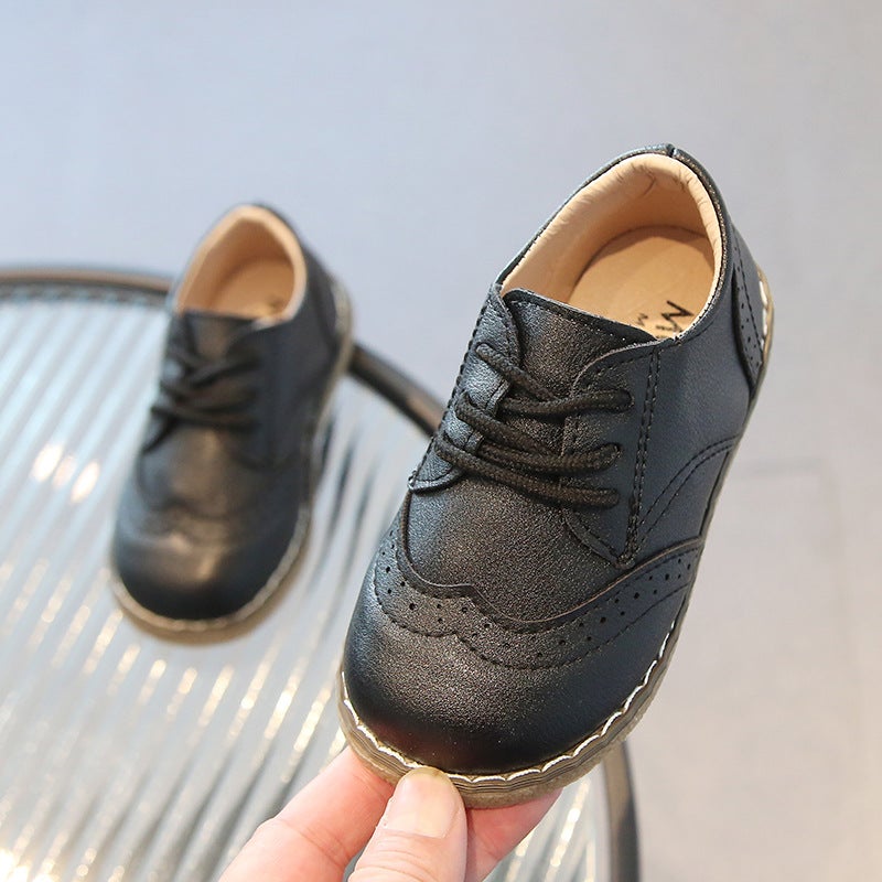 2025 Spring and Autumn New Boys and Girls Shoes Korean Style Children's Casual Shoes Beanie Shoes Student Sports Shoes Plaid Leather Shoes - Image 1
