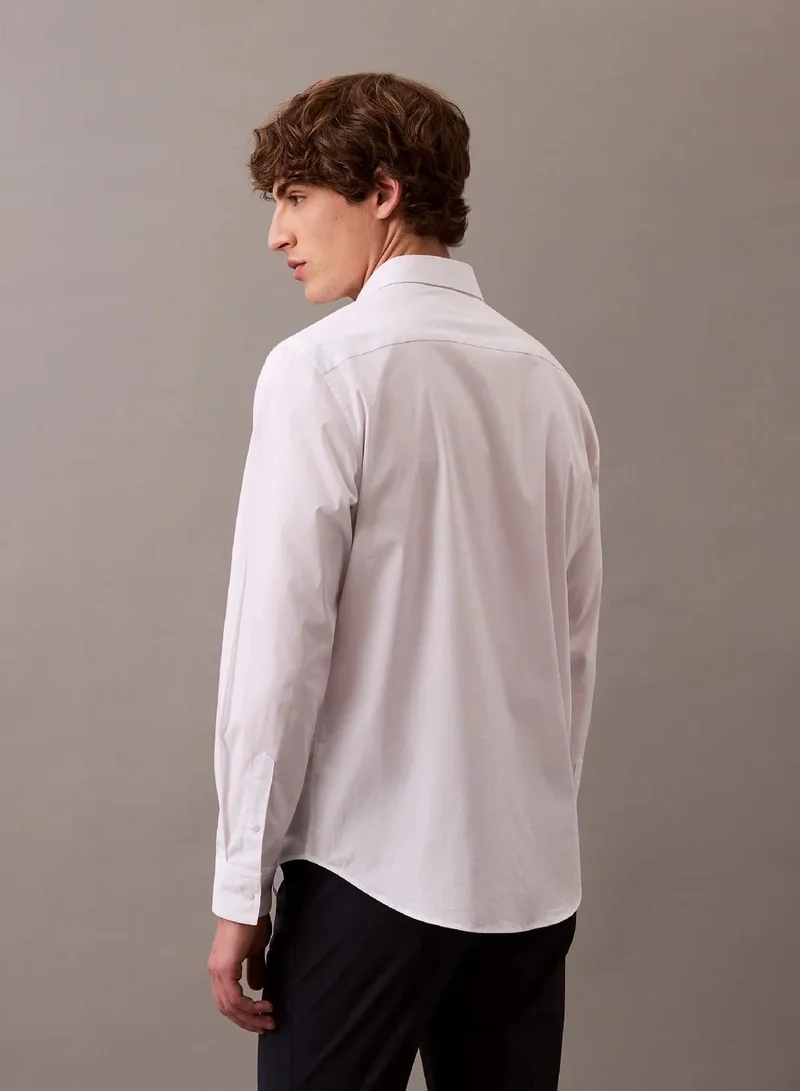 Calvin Klein Brilliant White Cotton Stretch Shirt for Men | Best Price UAE