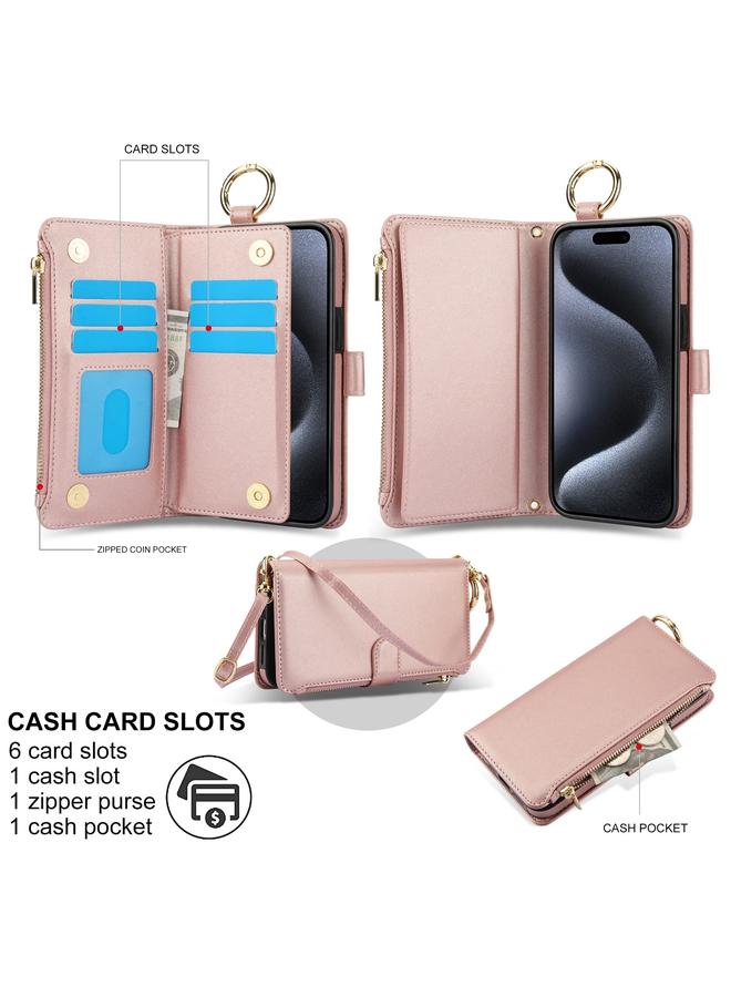 اس-توب جراب هاتف iPhone 14 Pro Crossbody Ring متعدد الوظائف محفظة جلدية - Image 2