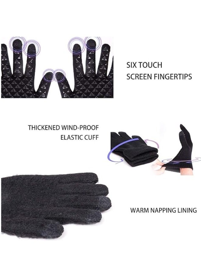 1 Pairs of Winter Knit Gloves for Men with Upgraded Touch Screen Anti-Slip Gloves  - Image 2