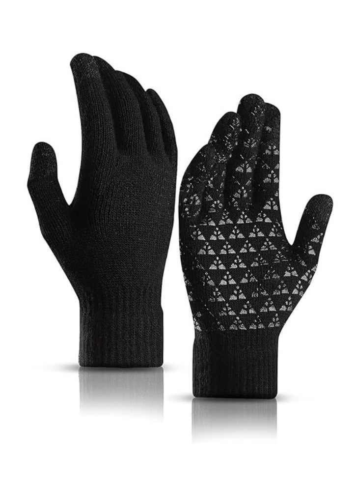 1 Pairs of Winter Knit Gloves for Men with Upgraded Touch Screen Anti-Slip Gloves  - Image 1