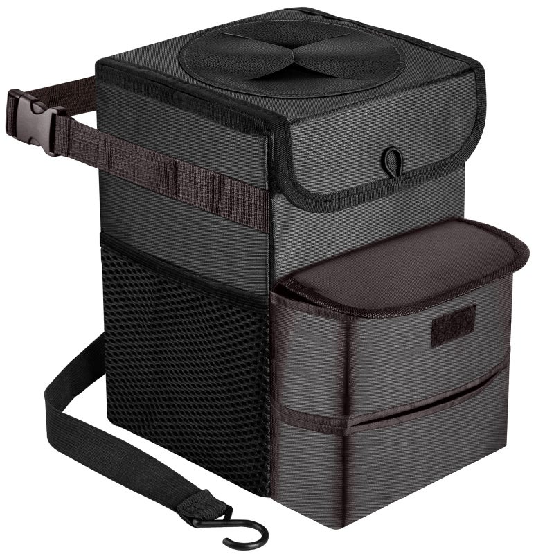GPUSFAK Car Trash Can Foldable Garbage Bin 3 Gallons Black