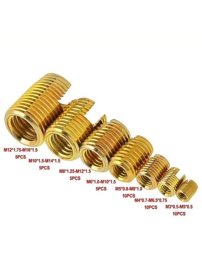 50pcs M3 M12 Carbon Steel Yellow Zinc Threaded Insert Kit Set A For Thread Repair - Image 4