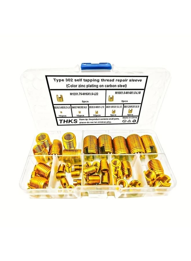 50pcs M3 M12 Carbon Steel Yellow Zinc Threaded Insert Kit Set A For Thread Repair - Image 2