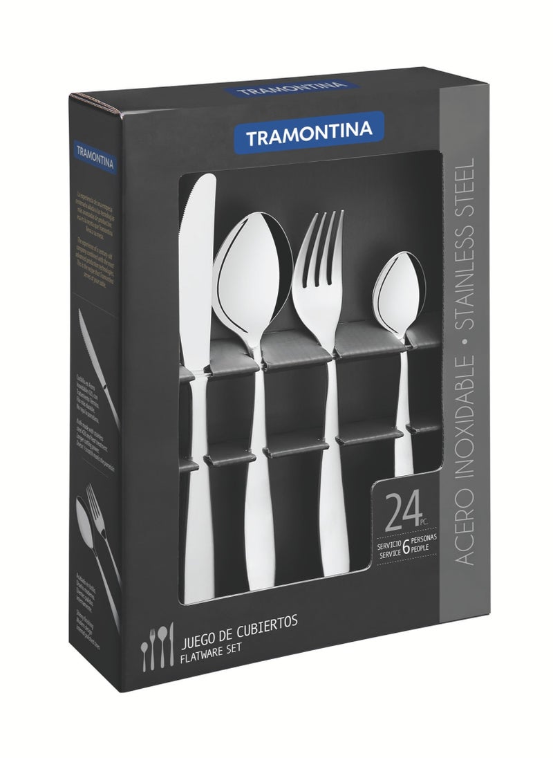 TRAMONTINA Since 1911,Made in Brazil- Amazona 24 Pieces Stainless Steel Flatware Set with Steak Knife and High Gloss Finish  - Image 2