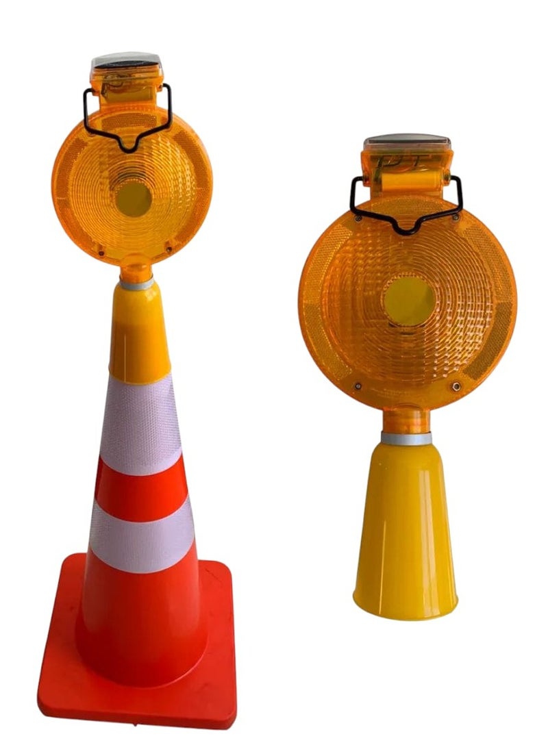 Solar Powered Emergency Warning Light, for Roads and Construction Sites. Automatically Flashes. Easy Installation on Cones or Barriers. - Image 1