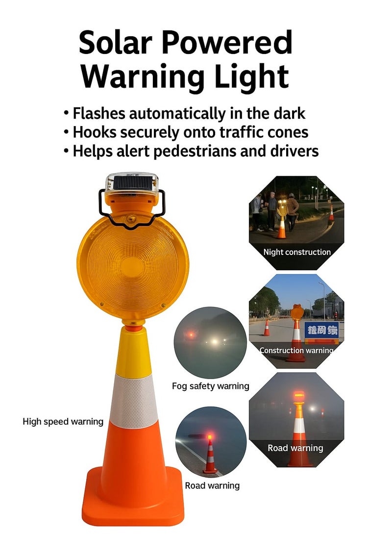 Solar Powered Emergency Warning Light, for Roads and Construction Sites. Automatically Flashes. Easy Installation on Cones or Barriers. - Image 2