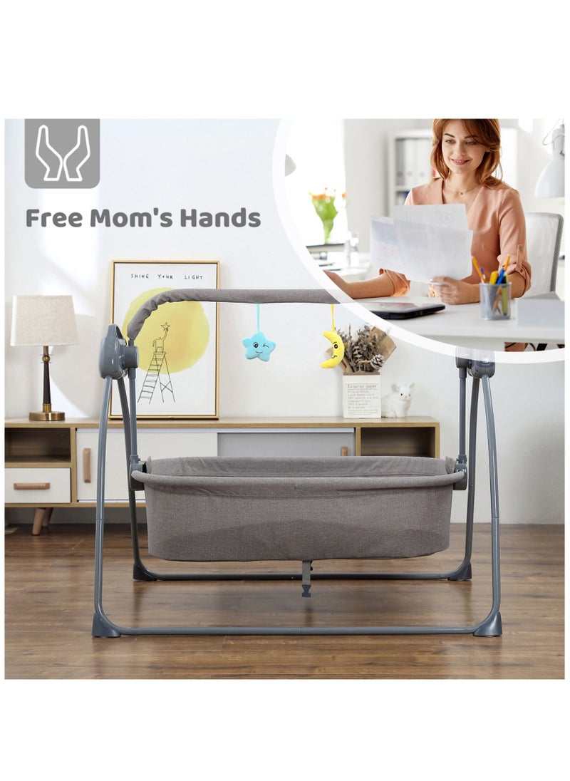 Automatic Electric Baby Swing Cradle and Rocking Bouncer Bed Crib with Adjustable Speed, Bluetooth Music, Pillow and Pad